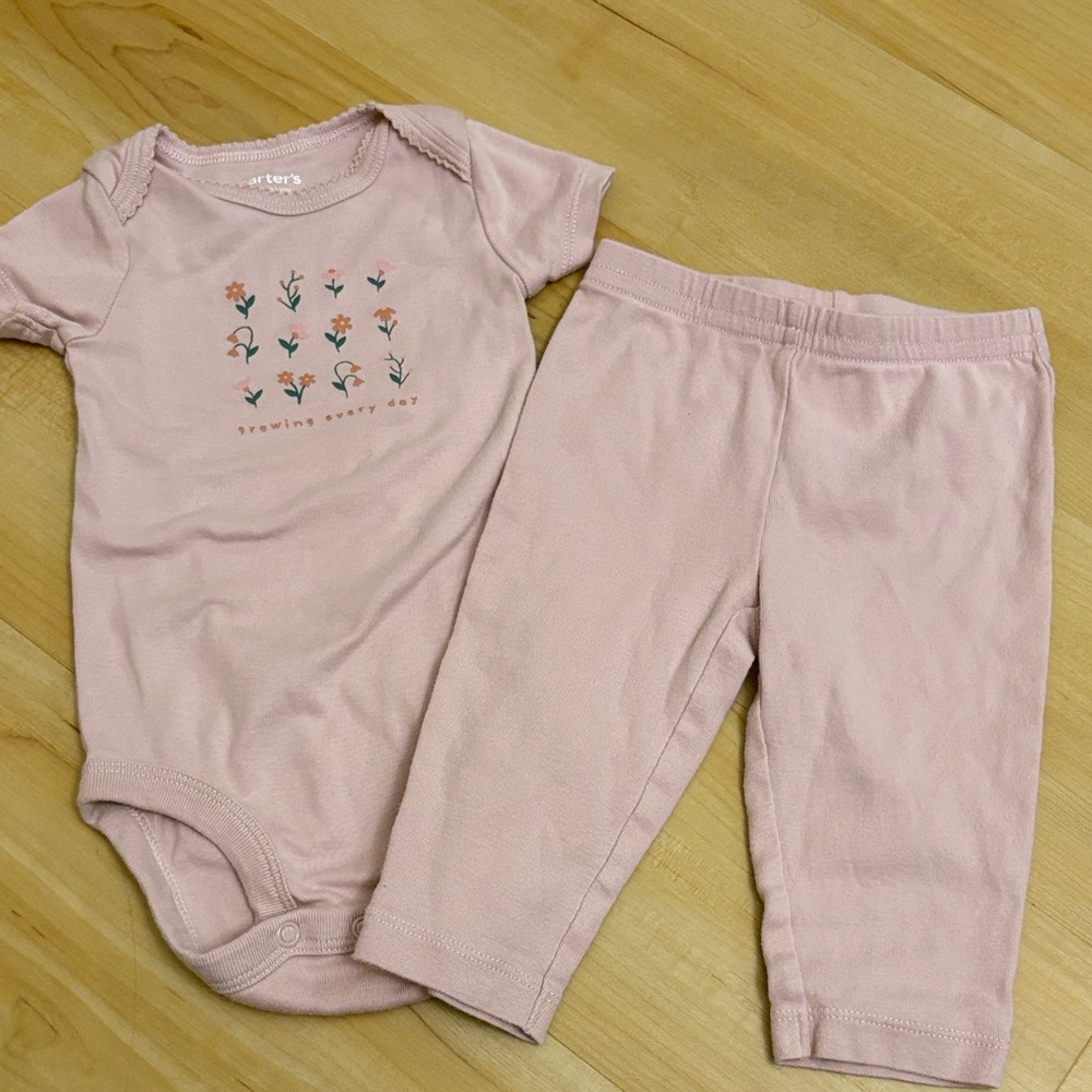 $2 Carter's Blush Baby Onesie and Pants Set